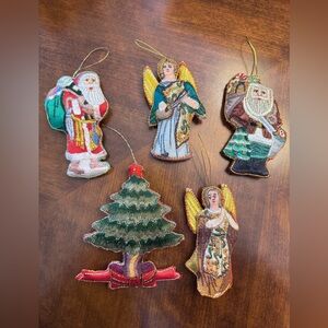 Festive Vintage Angel and Santa Ornament Collection - Multicolor
